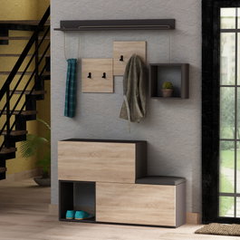 Hanah Home Perchero Holdon Antracita y Roble
